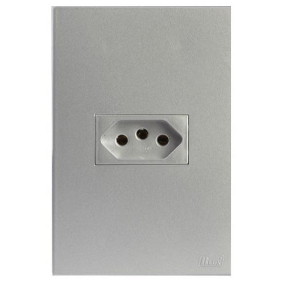 Conjunto Tomada 20a Horizontal 4x2 - RECTA PRATA SATIN FOSCO